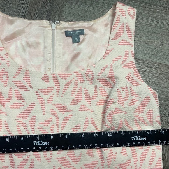 Ann Taylor Petite Dress Womens 10P Pink Cream Brocade Sleeveless Bow Regencycore - Picture 7 of 8